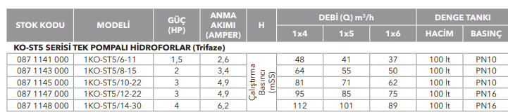 1KO-ST 5/12-22 Komple Paslanmaz Çelik Hidrofor